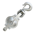 Blocks and Pulleys 8'' Single Sheave Galvanized Steel Block HOOK Wire Rope Pulley Rigging Snatch